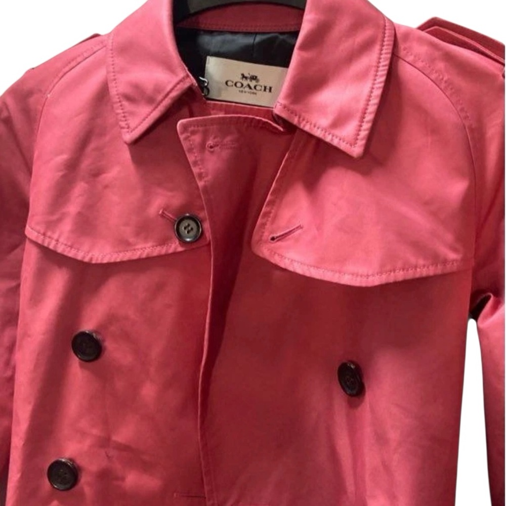 Coach Pink Double-Breasted Trench‎ Coat XS - Picture 5 of 14